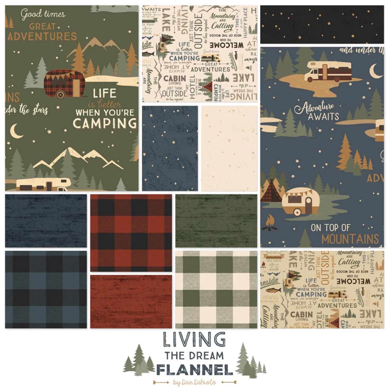 Living The Dream - Flannel | Fat Quarter Package - 13pcs (FQ0513) - Maple Leaf Quilting Company Ltd.