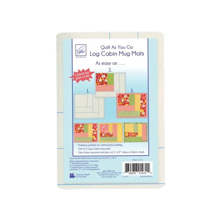Log Cabin Mug Mat Quilt - As - You - Go Kit (3 Pack) - Maple Leaf Quilting Company Ltd.