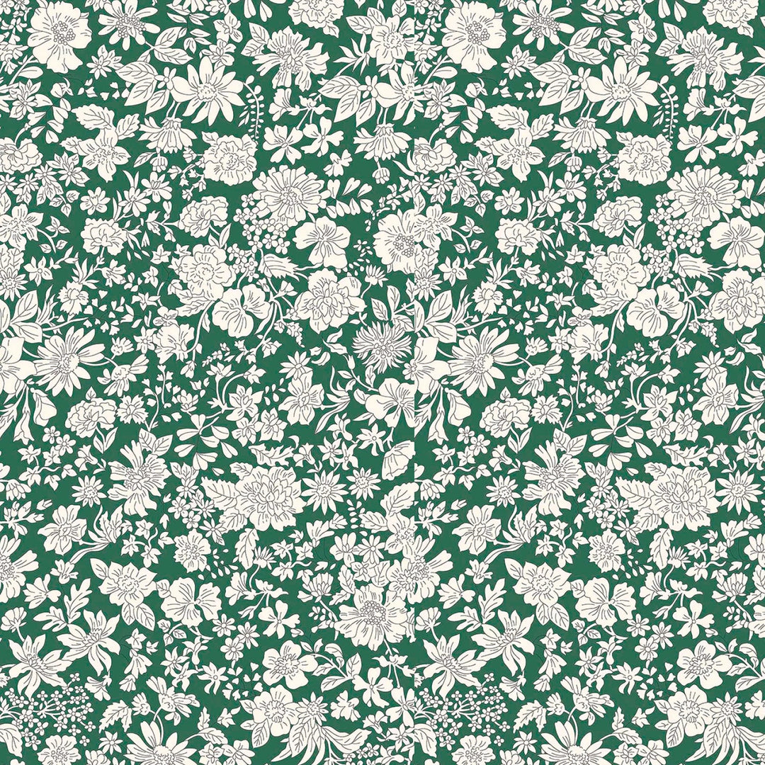 London Bouquet by Liberty Fabrics Collection - Emily Blossom Evergreen | 108" Cotton (0166W7413A) – Sold in UNITS of ¼ metre - Maple Leaf Quilting Company Ltd.