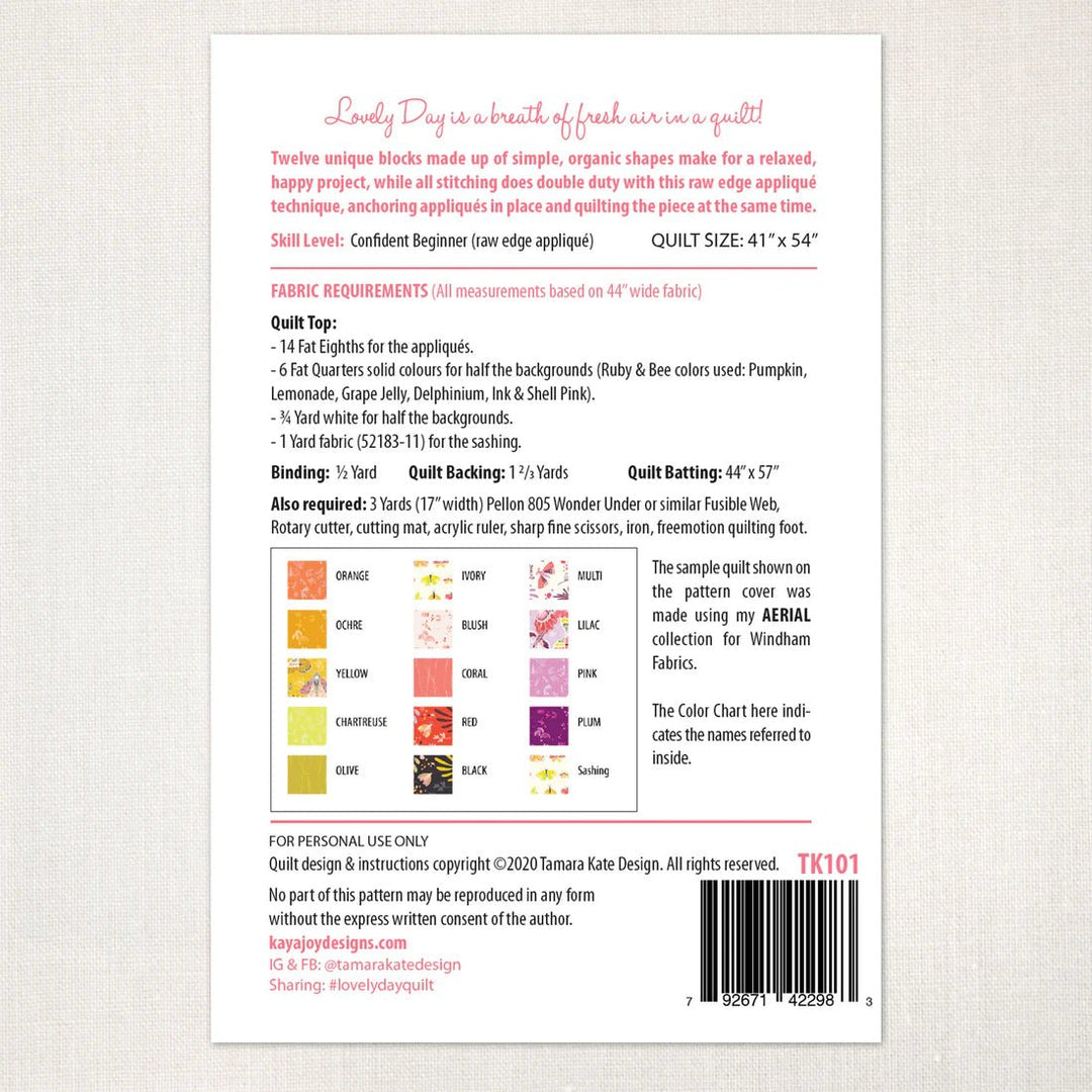 Lovely Day (TK101) - Maple Leaf Quilting Company Ltd.