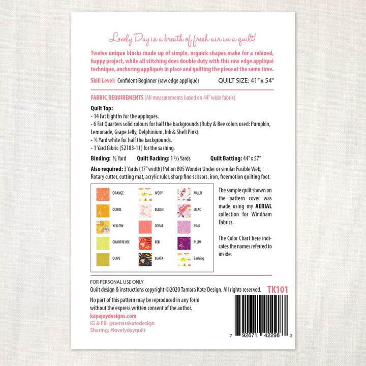Lovely Day (TK101) - Maple Leaf Quilting Company Ltd.