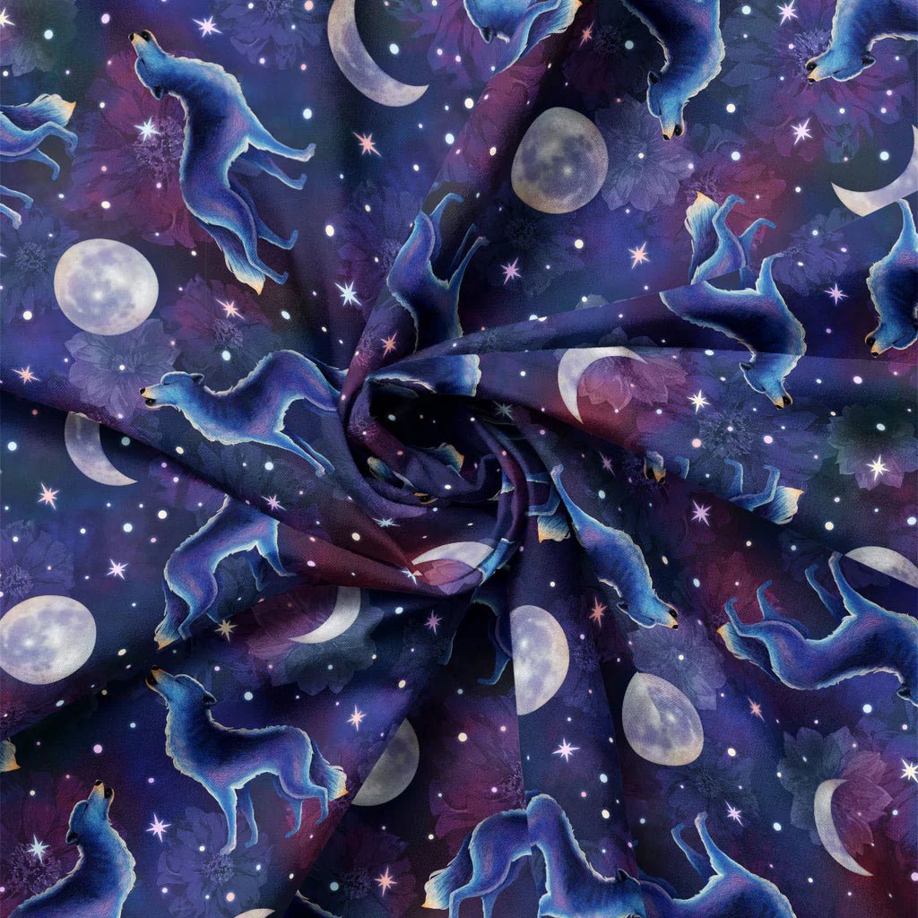 Lunar Wolves Celeste 44” (21240801 - 01) – Sold in UNITS of ¼ metre - Maple Leaf Quilting Company Ltd.