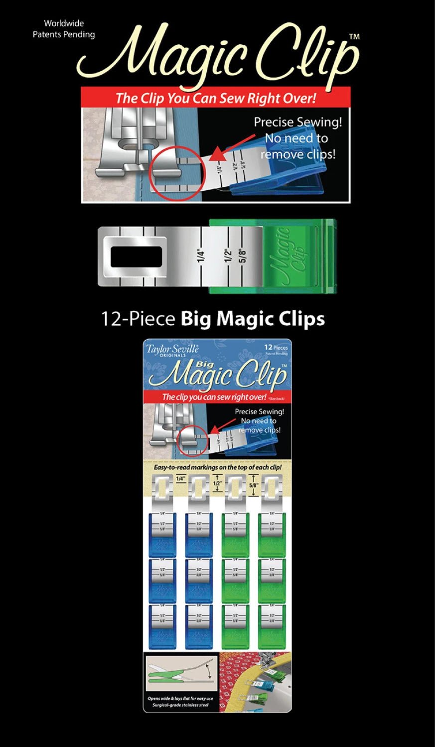 Magic Clip Big (12 Pack) - Maple Leaf Quilting Company Ltd.