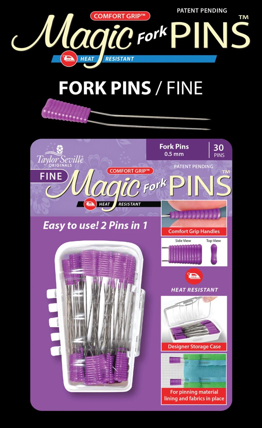 Magic Pins Fork Fine 30pc (219638) - Maple Leaf Quilting Company Ltd.