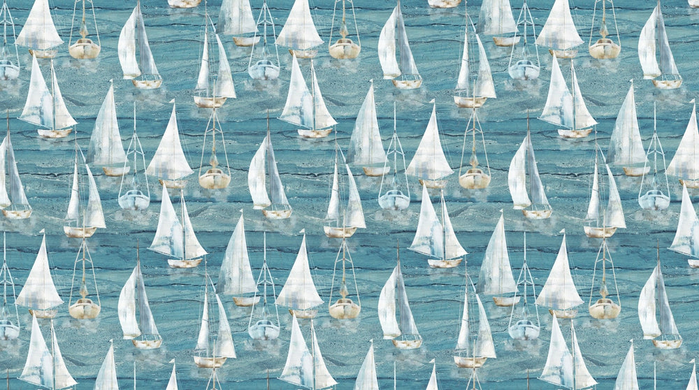Med. Blue Large Sailboats - Smooth Sailing | 43/44" (DP28908-44) - Sold in UNITS of ¼ metre - Maple Leaf Quilting Company Ltd.
