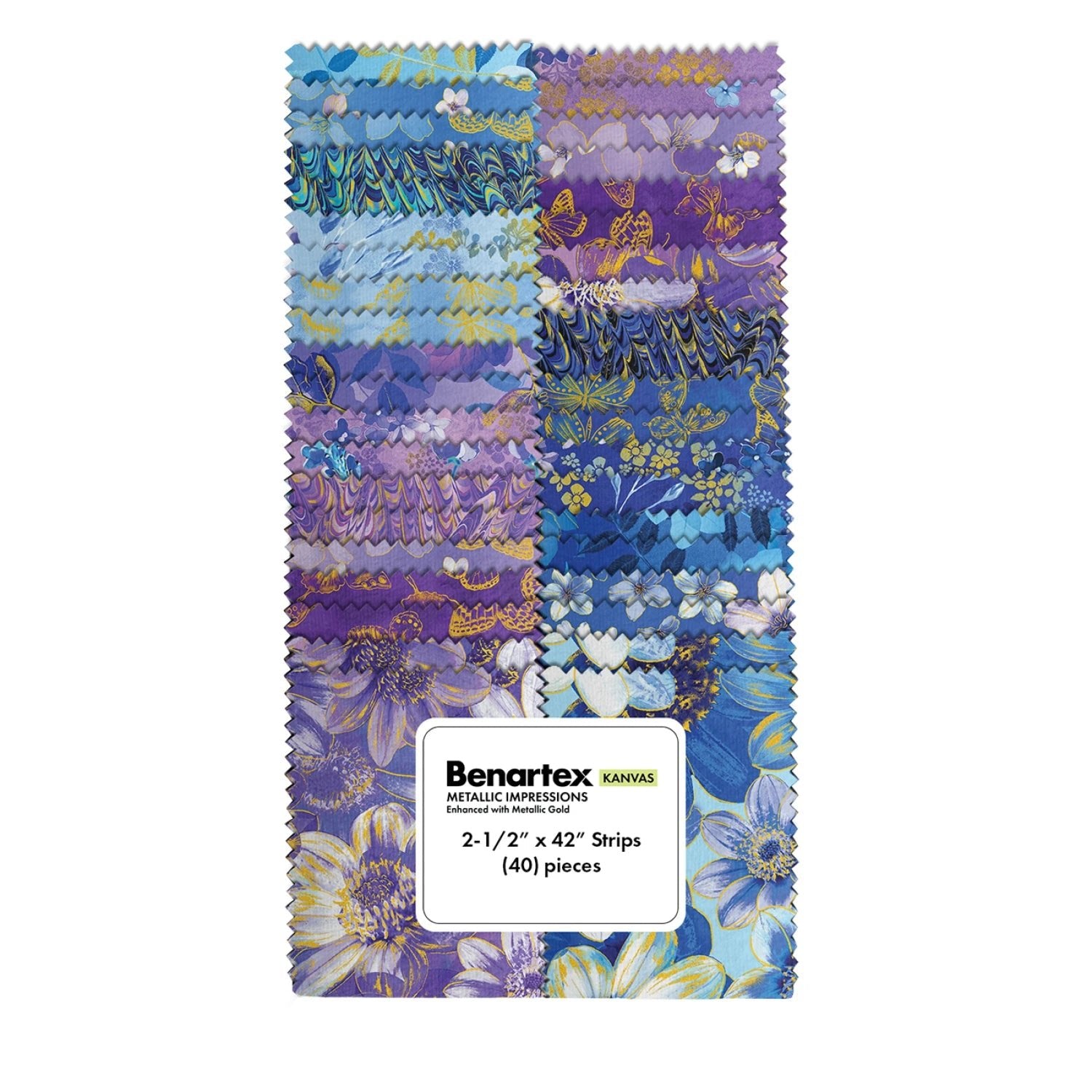 Metallic Impressions by Benartex Collection | 2.5in Strips 40pcs (STMIMPK) - Maple Leaf Quilting Company Ltd.