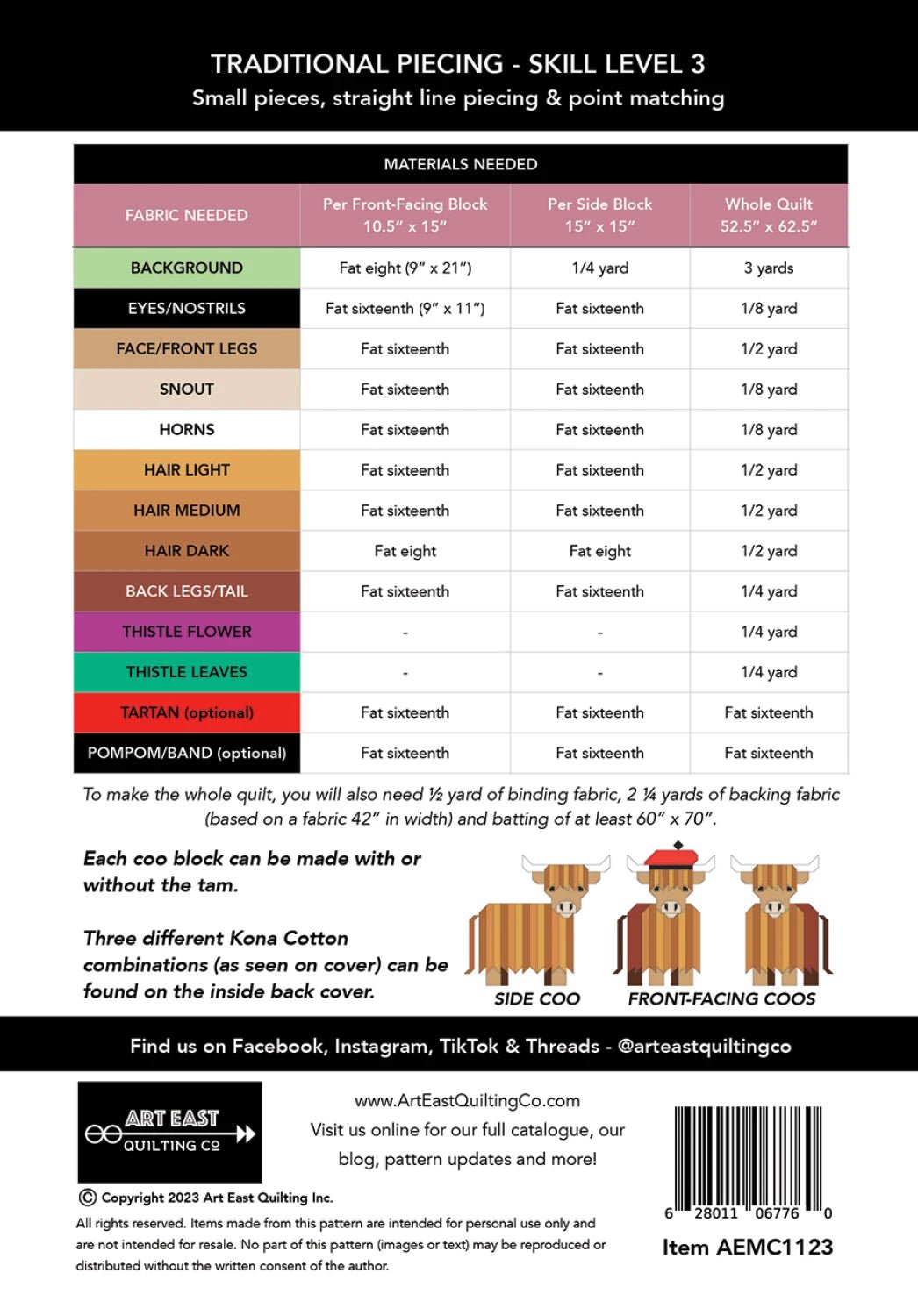 Mini Coos A Highland Cow Quilt - Pattern (AEMC1123) - Maple Leaf Quilting Company Ltd.