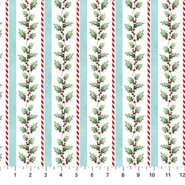 Multi Holly Stripe - Holly Jolly | 43/44" Cotton (28814-10) - Sold in UNITS of ¼ metre - Maple Leaf Quilting Company Ltd.