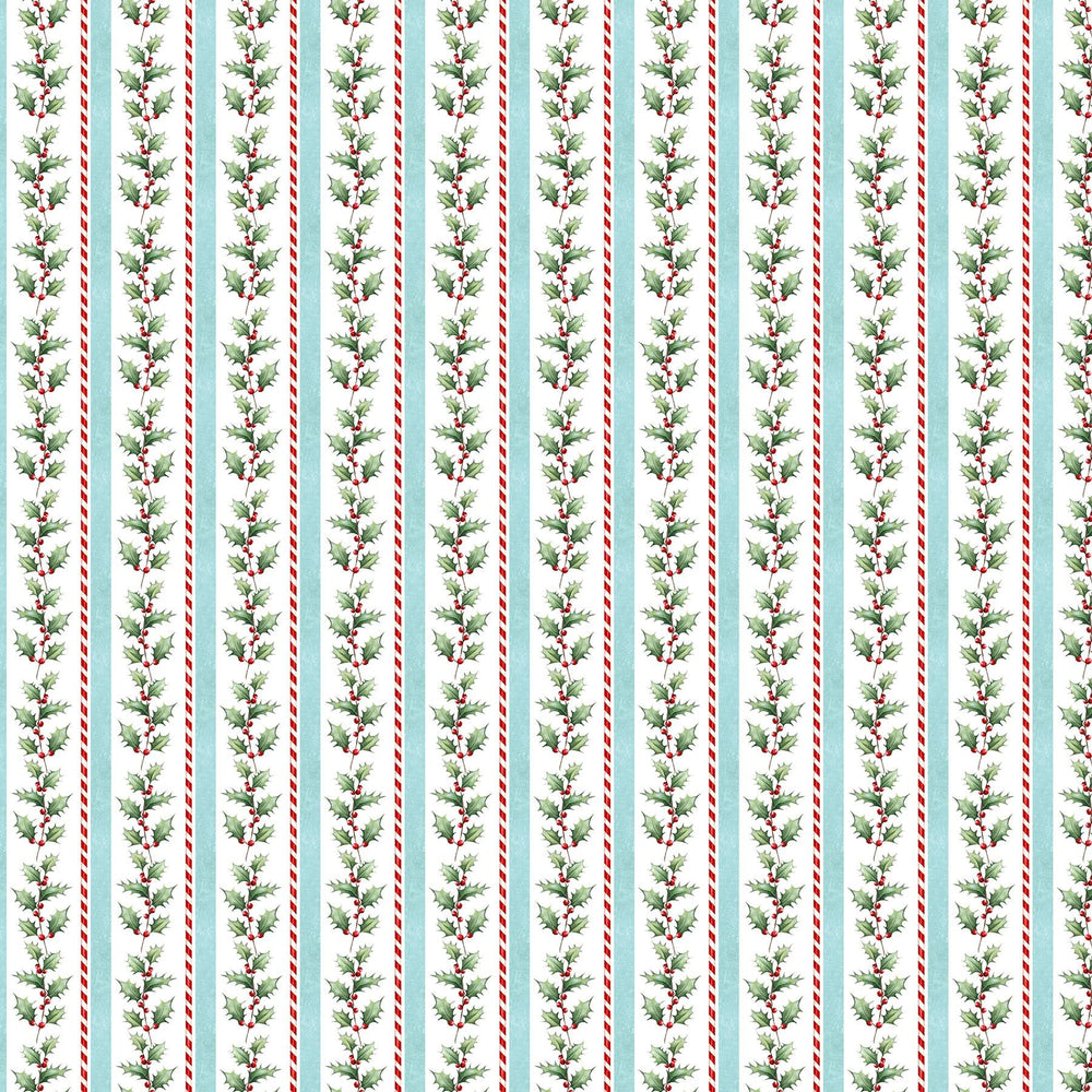 Multi Holly Stripe - Holly Jolly | 43/44" Cotton (28814-10) - Sold in UNITS of ¼ metre - Maple Leaf Quilting Company Ltd.