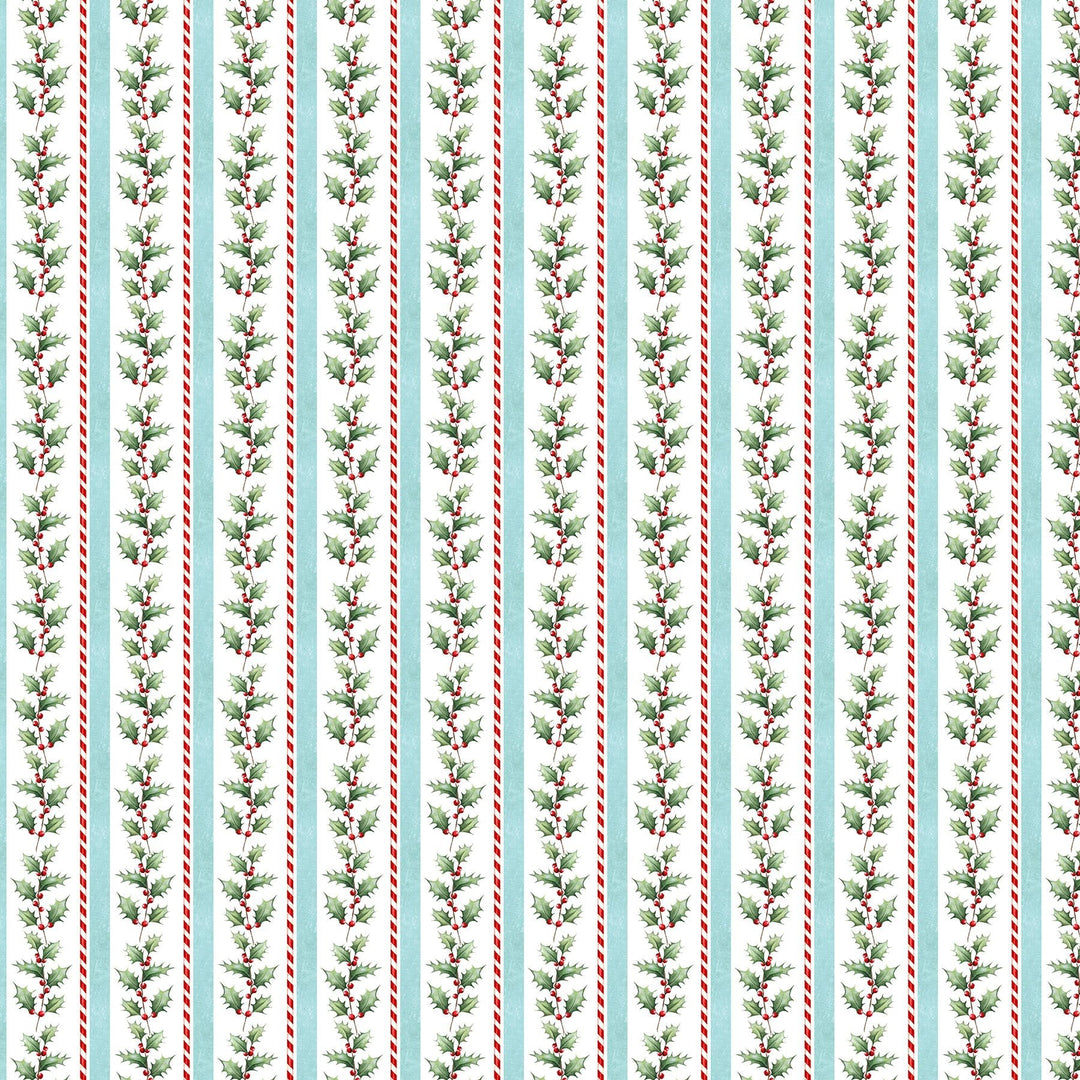 Multi Holly Stripe - Holly Jolly | 43/44" Cotton (28814-10) - Sold in UNITS of ¼ metre - Maple Leaf Quilting Company Ltd.