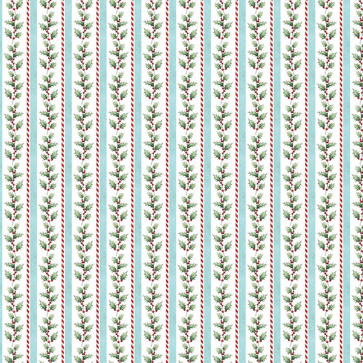 Multi Holly Stripe - Holly Jolly | 43/44" Cotton (28814-10) - Sold in UNITS of ¼ metre - Maple Leaf Quilting Company Ltd.