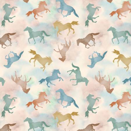 Multi Shadow Horses 108" Cotton (14808WB - 99) – Sold in UNITS of ¼ metre - Maple Leaf Quilting Company Ltd.