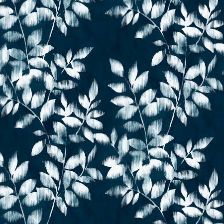Navy Brushy Vines 108" Cotton (ARBW05665 - NW) – Sold in UNITS of ¼ metre - Maple Leaf Quilting Company Ltd.