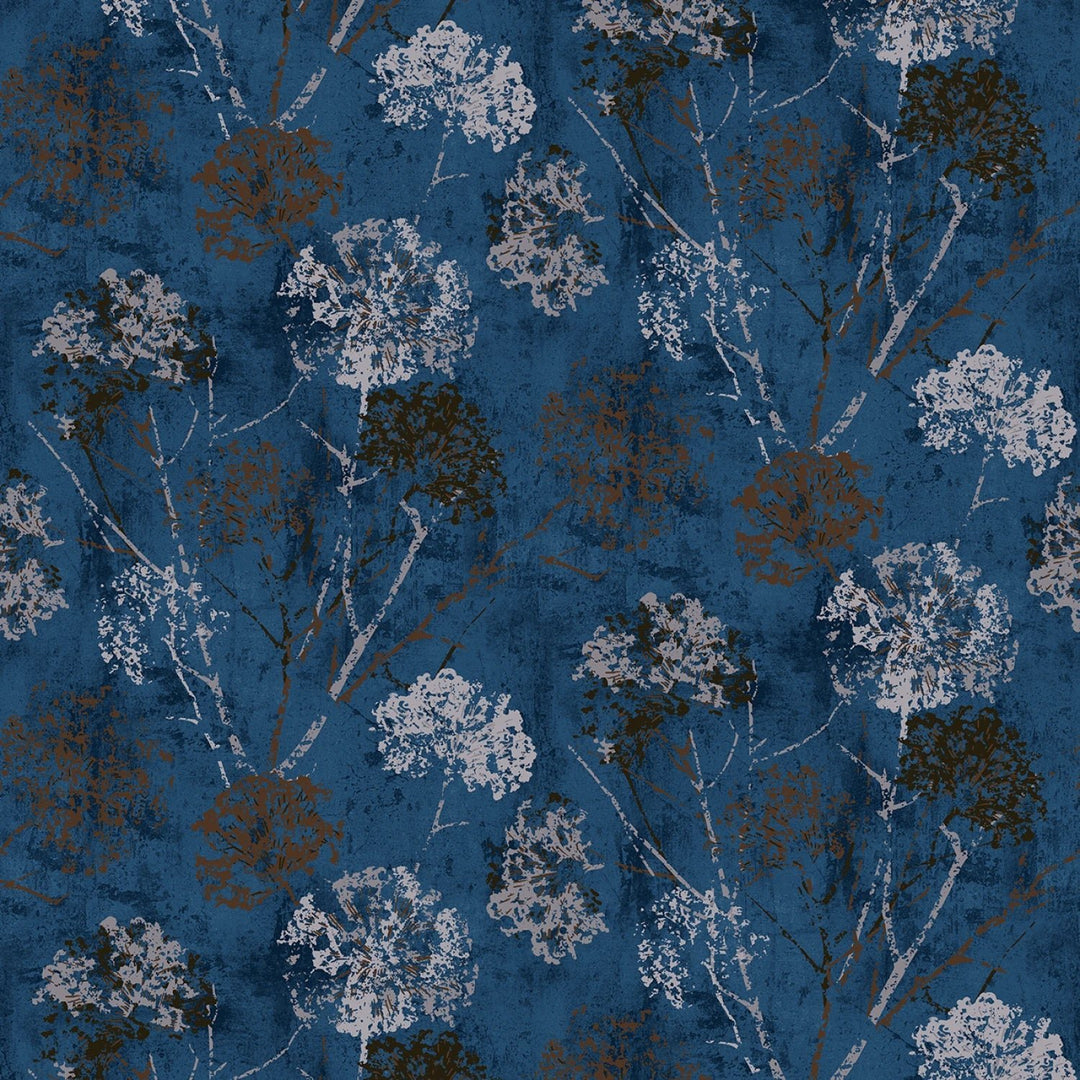 Navy Dandelion Stamp | 108” Cotton (8276S - 77) - Sold in UNITS of 1/4 metre - Maple Leaf Quilting Company Ltd.