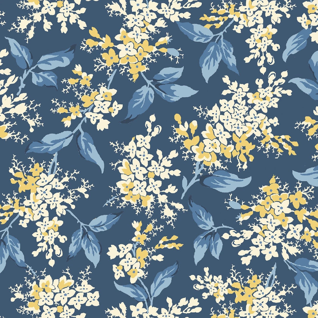 Navy Floral Branches | 108” Cotton (QB581582D - NAVY) - Sold in UNITS of 1/4 metre - Maple Leaf Quilting Company Ltd.