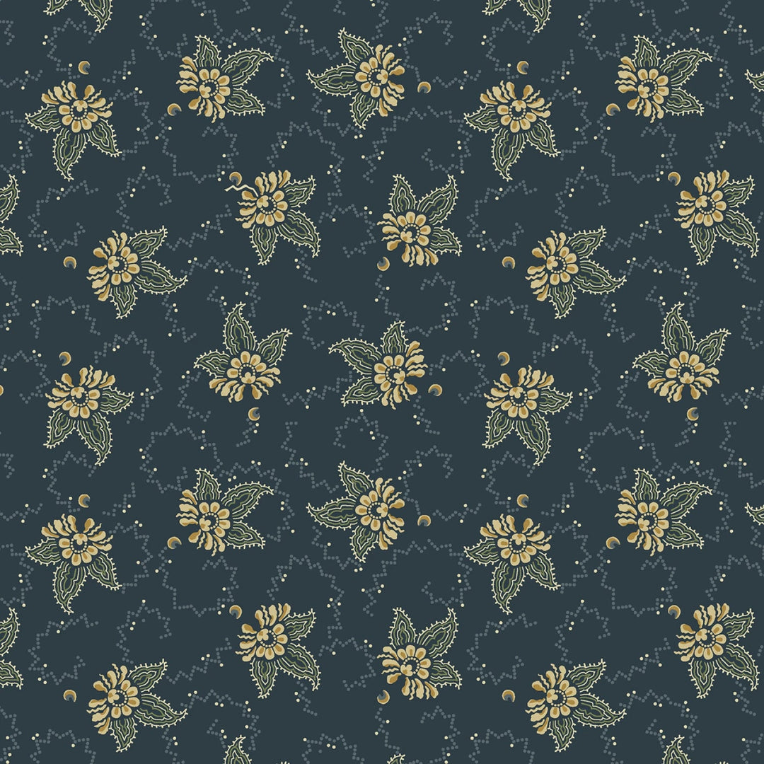 Navy Tossed Flower 44” - (R621365D - NAVY) – Sold in UNITS of ¼ metre - Maple Leaf Quilting Company Ltd.