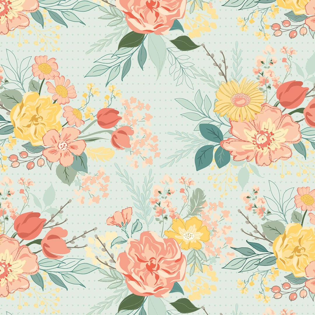 New Beginnings by Sandy Gervais Collection - Floral Mist | 108” Cotton (WB15759R - MIST) - Sold in UNITS of 1/4 metre - Maple Leaf Quilting Company Ltd.