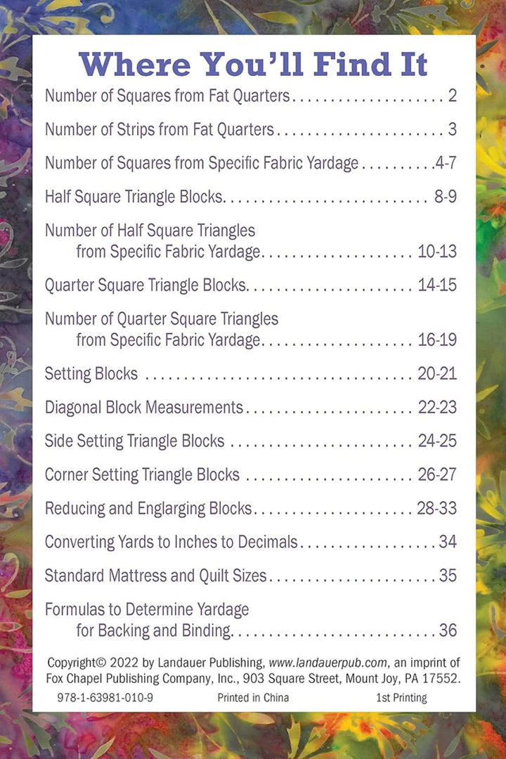 No Math Quilt Charts &amp; Formulas - Updated (L0109N) - Maple Leaf Quilting Company Ltd.