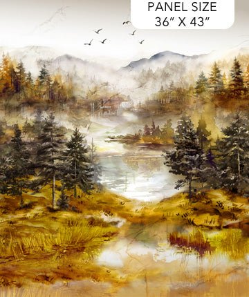 Ochre Multi Coloured - Misty Morning - 36" x 43" Panel (DP28645 - 54) - Maple Leaf Quilting Company Ltd.