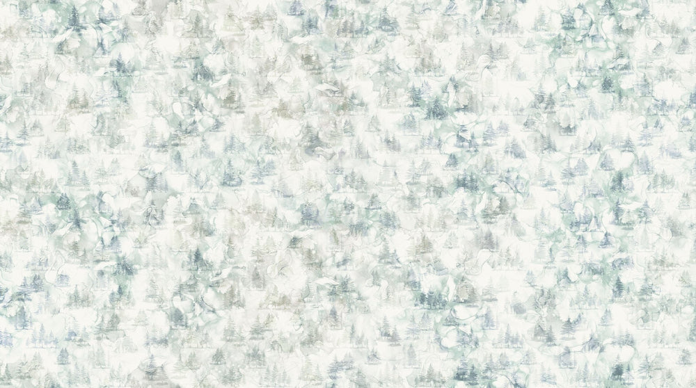 Off White/Blue Mini Trees - Altitude | 43/44" Cotton (DP29157­-10) - Sold in UNITS of ¼ metre - Maple Leaf Quilting Company Ltd.