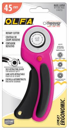 OLFA 45mm Deluxe Ergonomic Rotary Cutter Magenta - Maple Leaf Quilting Company Ltd.