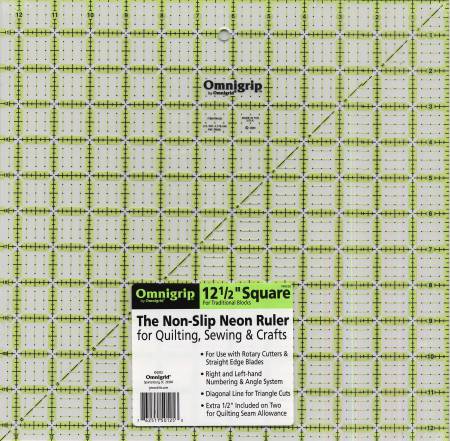 Omnigrid Omnigrip Neon Ruler 12 1/2in x 12 1/2in (RN125) - Maple Leaf Quilting Company Ltd.
