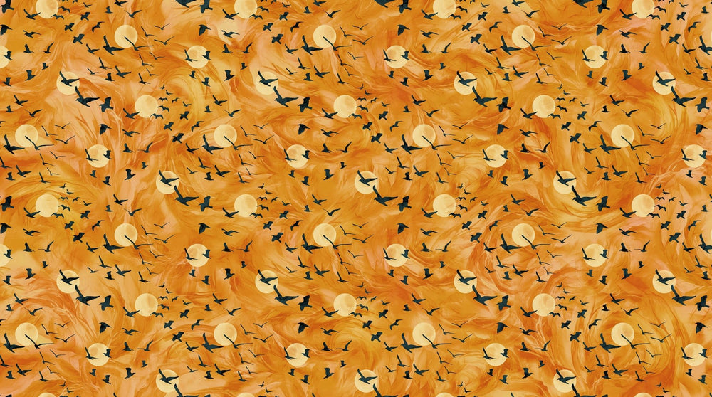Orange Flying Ravens - Raven's Call | 43/44" Cotton (DP28948 - 54) - Sold in UNITS of ¼ metre - Maple Leaf Quilting Company Ltd.