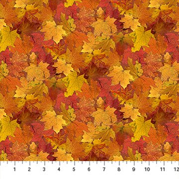 Orange Multi Leaves - Night Owl | 43/44" Cotton (DP28851 - 56) - Sold in UNITS of ¼ metre - Maple Leaf Quilting Company Ltd.