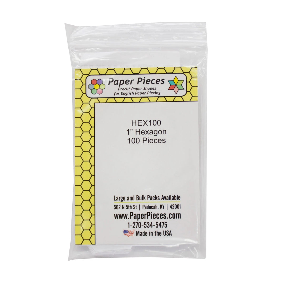 Paper Piece Hexagons Pack 1in 100pc (HEX100) - Maple Leaf Quilting Company Ltd.
