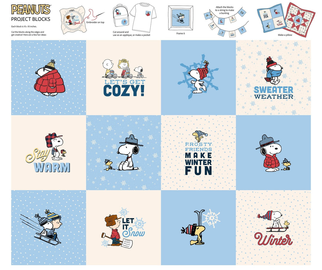 Peanuts Frosty Friends - Project Blocks Panel (P1029 - 10) - Maple Leaf Quilting Company Ltd.