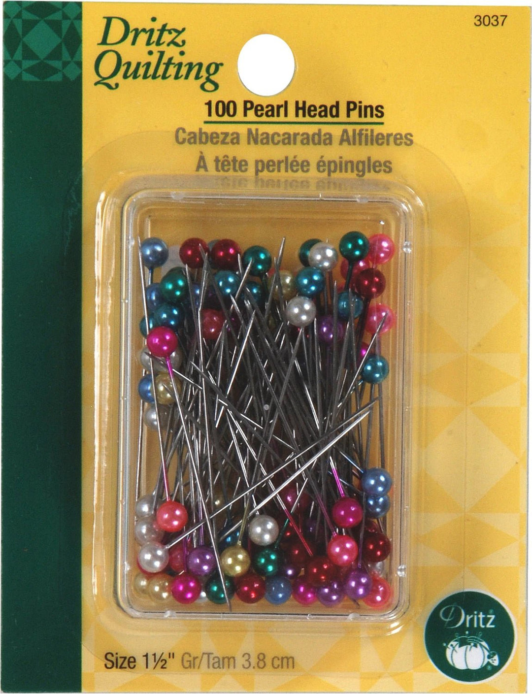 Pearl Head Pins, Assorted Colours, Fine Sharp | 100 Count (DZ3037) - Maple Leaf Quilting Company Ltd.