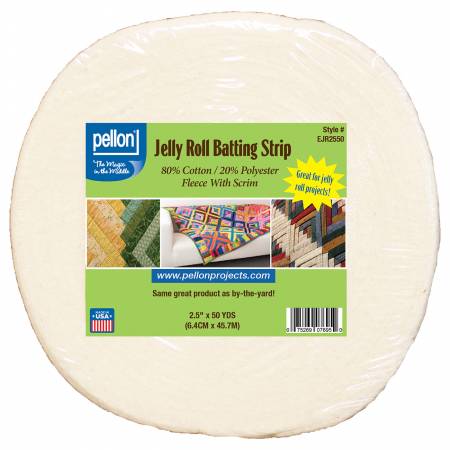 Pellon 80/20 Cotton/Polyester Batting With Scrim Jelly Roll Strip 2.5in x 50 yds - Maple Leaf Quilting Company Ltd.