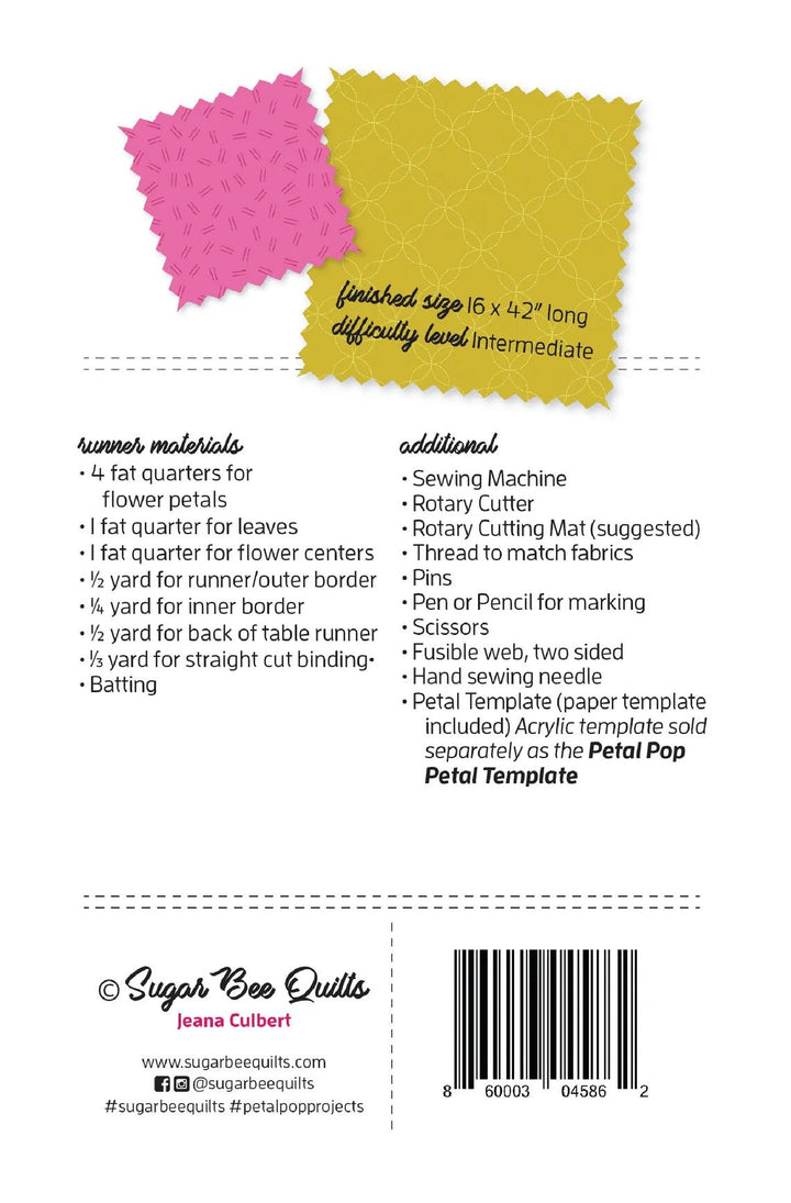 Petal Pop Flower Runner Pattern by Sugar Bee Quilts (SBQ03) - Maple Leaf Quilting Company Ltd.