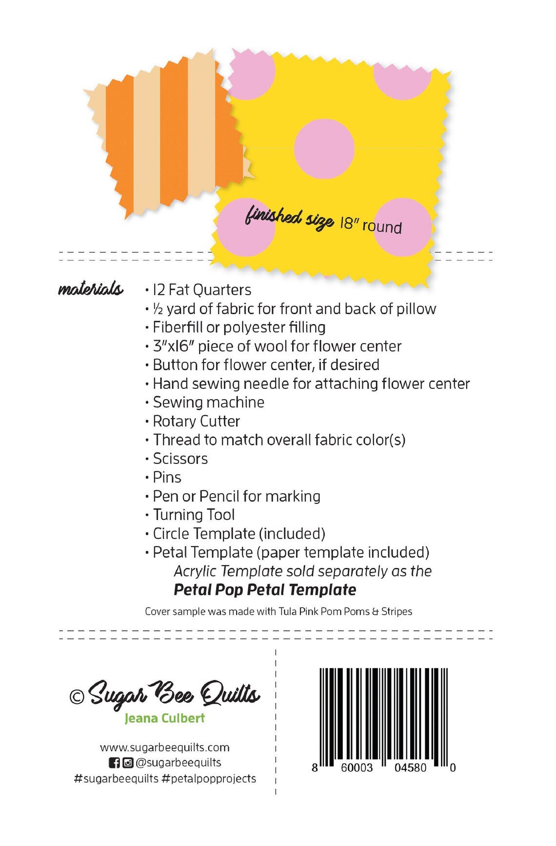 Petal Pop Zinnia Pillow Pattern by Sugar Bee Quilts (SBQO1) - Maple Leaf Quilting Company Ltd.