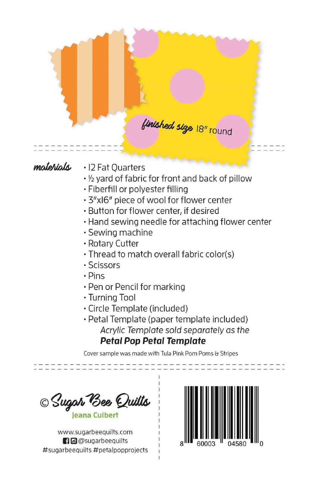 Petal Pop Zinnia Pillow Pattern by Sugar Bee Quilts (SBQO1) - Maple Leaf Quilting Company Ltd.