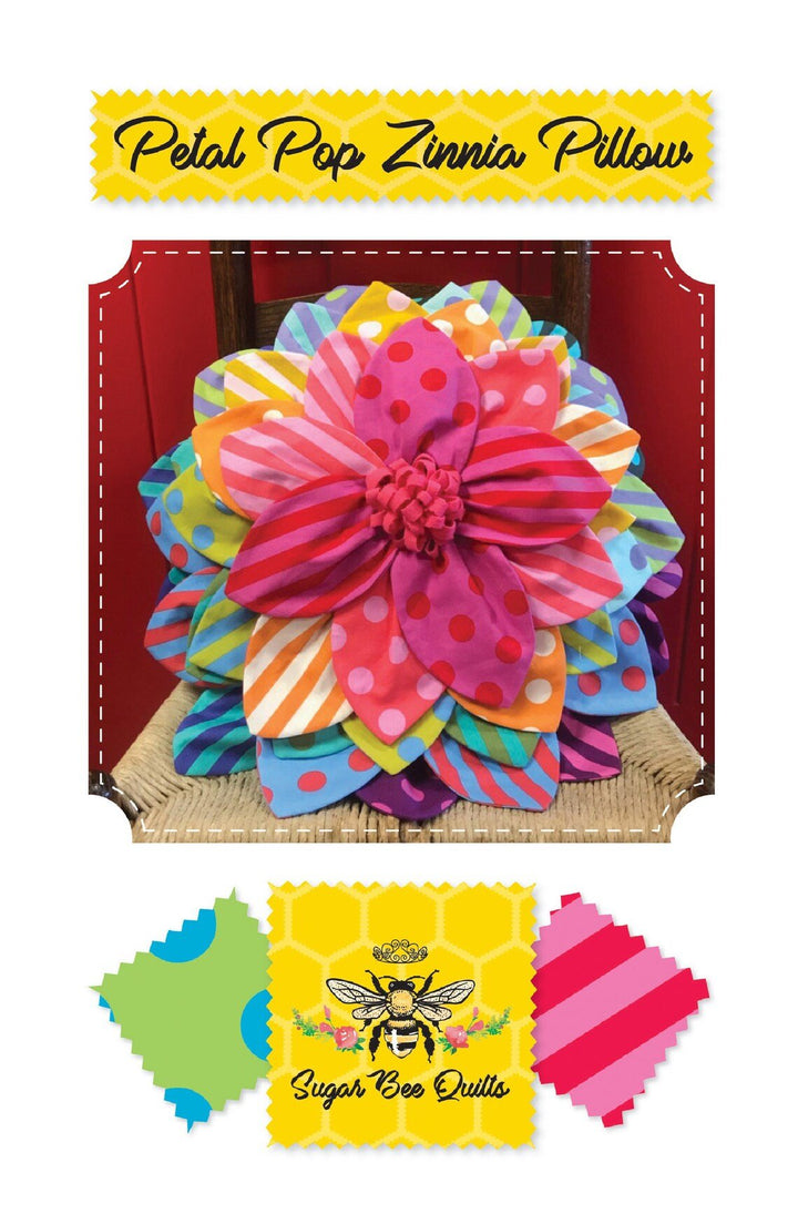 Petal Pop Zinnia Pillow Pattern by Sugar Bee Quilts (SBQO1) - Maple Leaf Quilting Company Ltd.