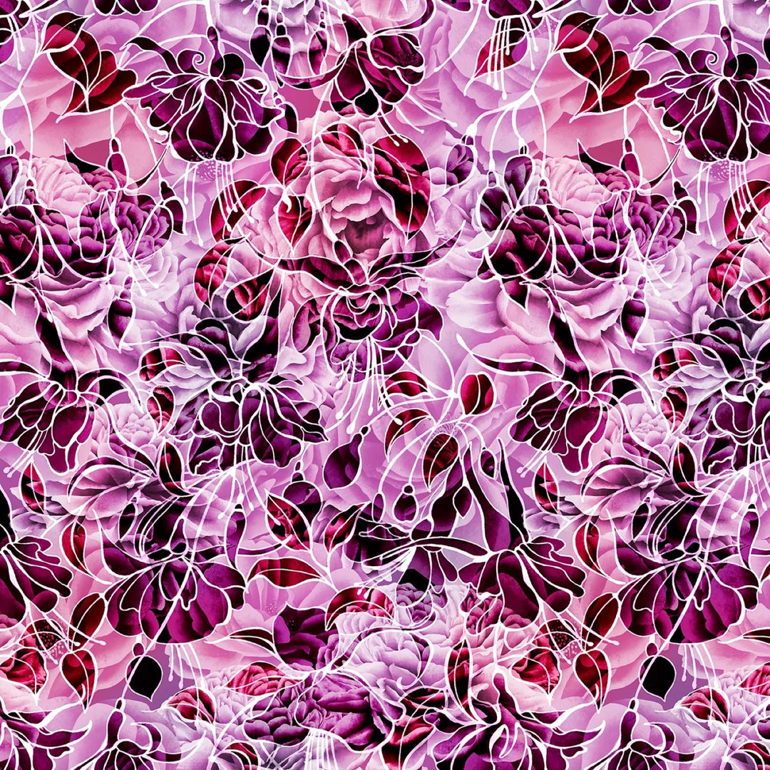 Pink/Purple Petal Play by BellaSylDesign Collection| 108" Cotton (PPLW6016 - PF) – Sold in UNITS of ¼ metre - Maple Leaf Quilting Company Ltd.
