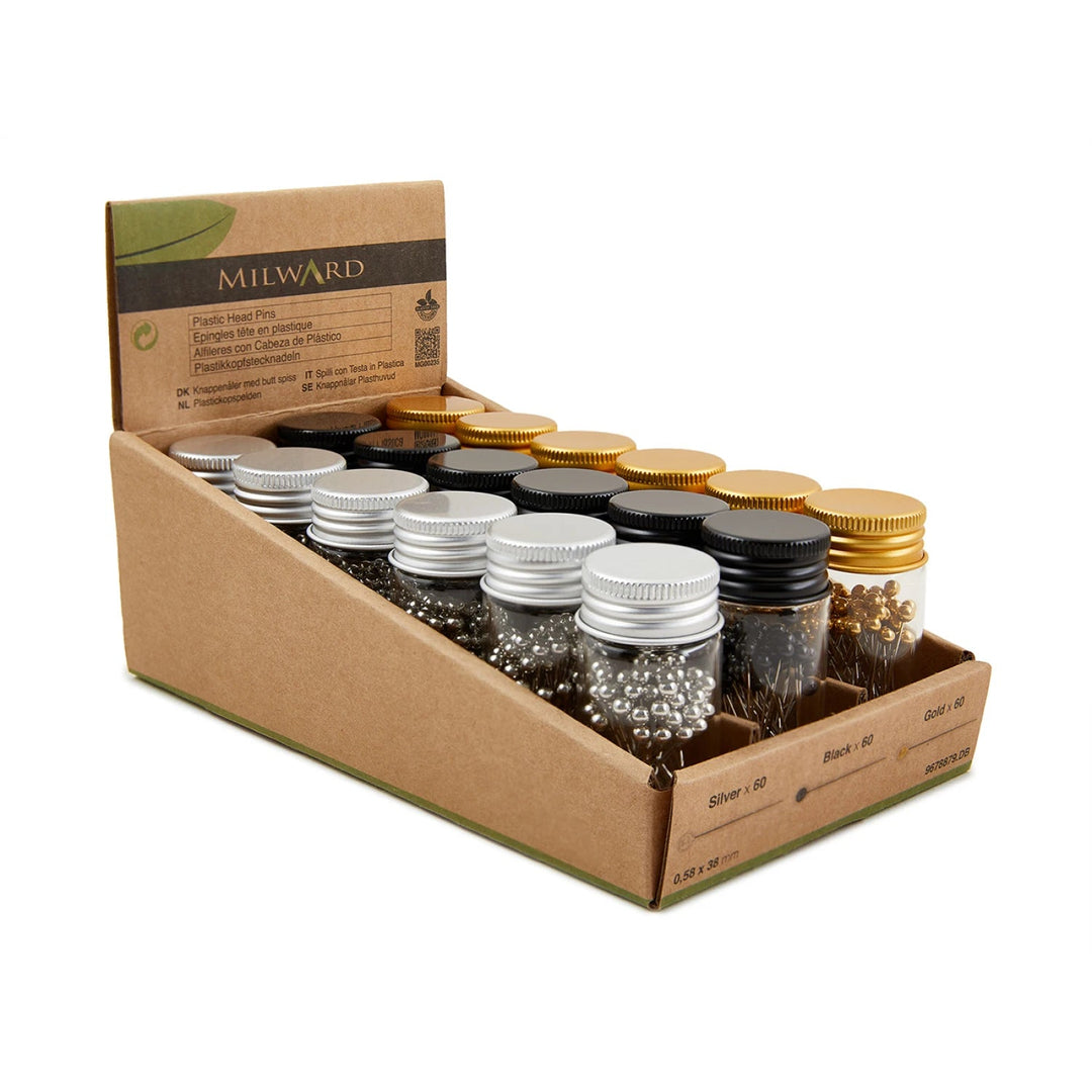 Plastic Head Pins In Glass (9678879DB) - Maple Leaf Quilting Company Ltd.