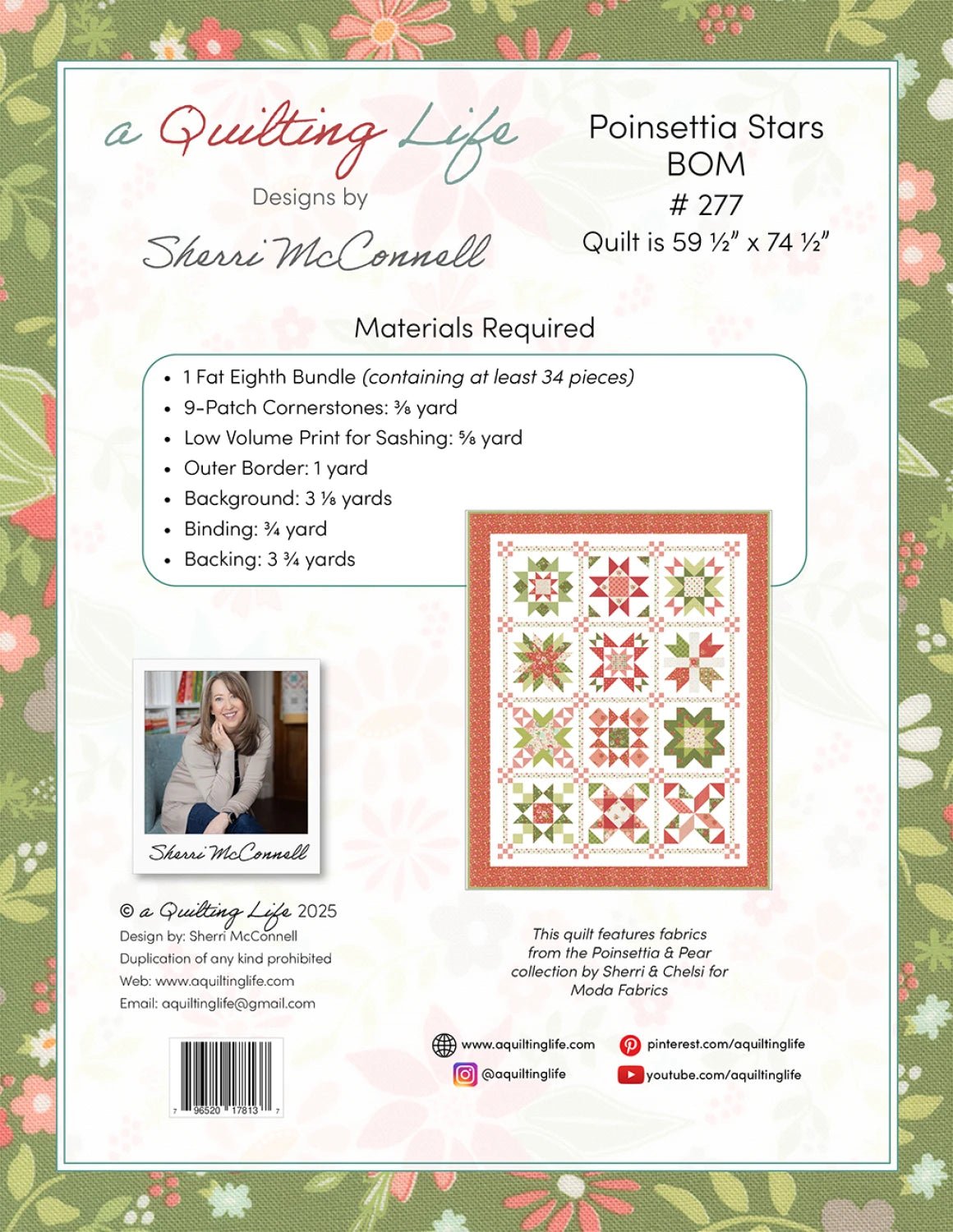 Poinsettia Stars BOM (QLD277) - Maple Leaf Quilting Company Ltd.