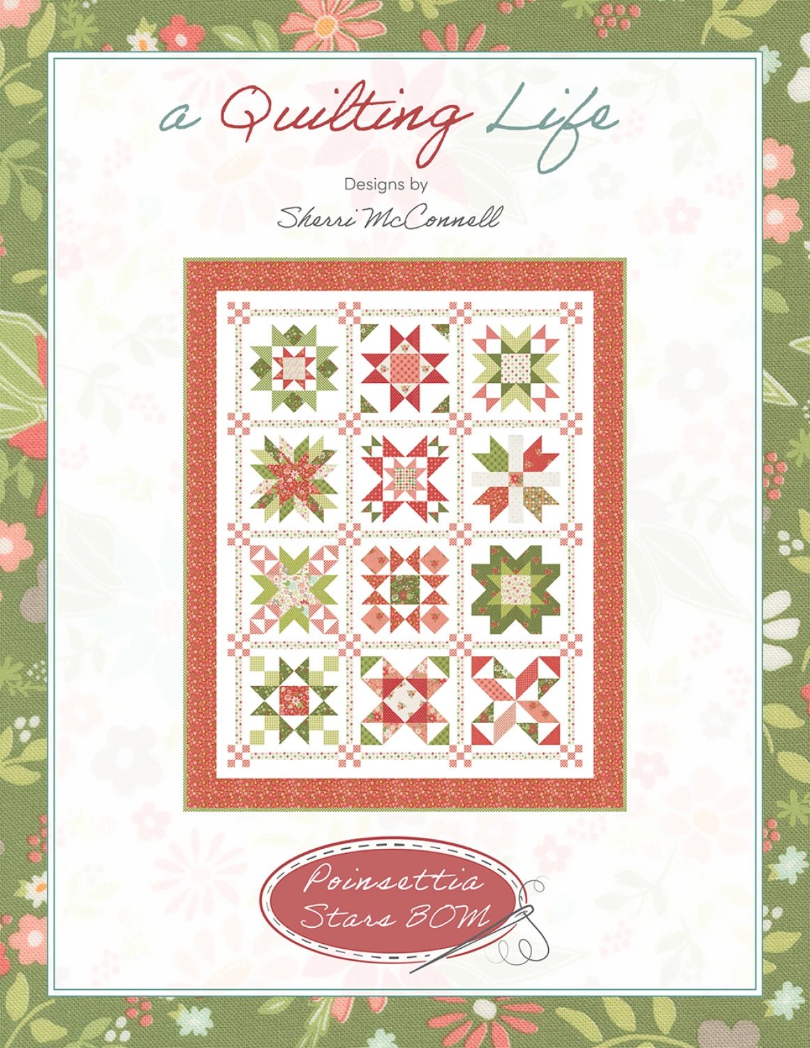 Poinsettia Stars BOM (QLD277) - Maple Leaf Quilting Company Ltd.