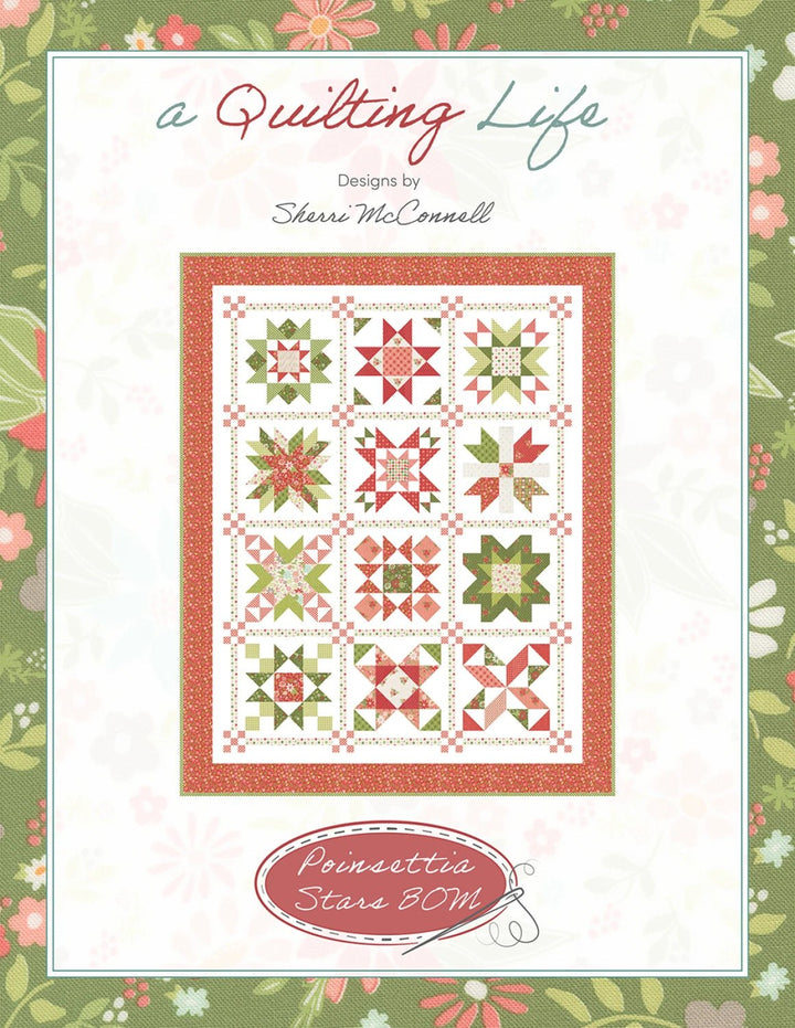 Poinsettia Stars BOM (QLD277) - Maple Leaf Quilting Company Ltd.
