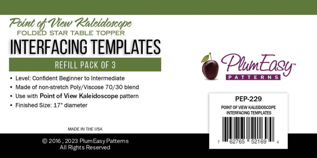 Point of View Kaleidoscope Folded Star Interfacing Template - Refill 3pk (PEP - 229) - Maple Leaf Quilting Company Ltd.