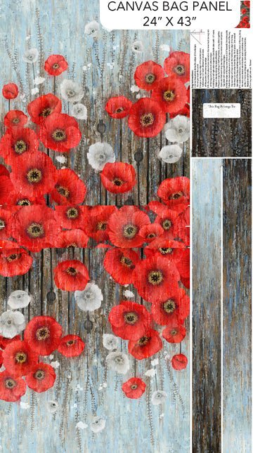 Poppy Meadow Bag by Northcott Studio - 24" x 43" Canvas Bag Panel (C29093 - 97) - Maple Leaf Quilting Company Ltd.
