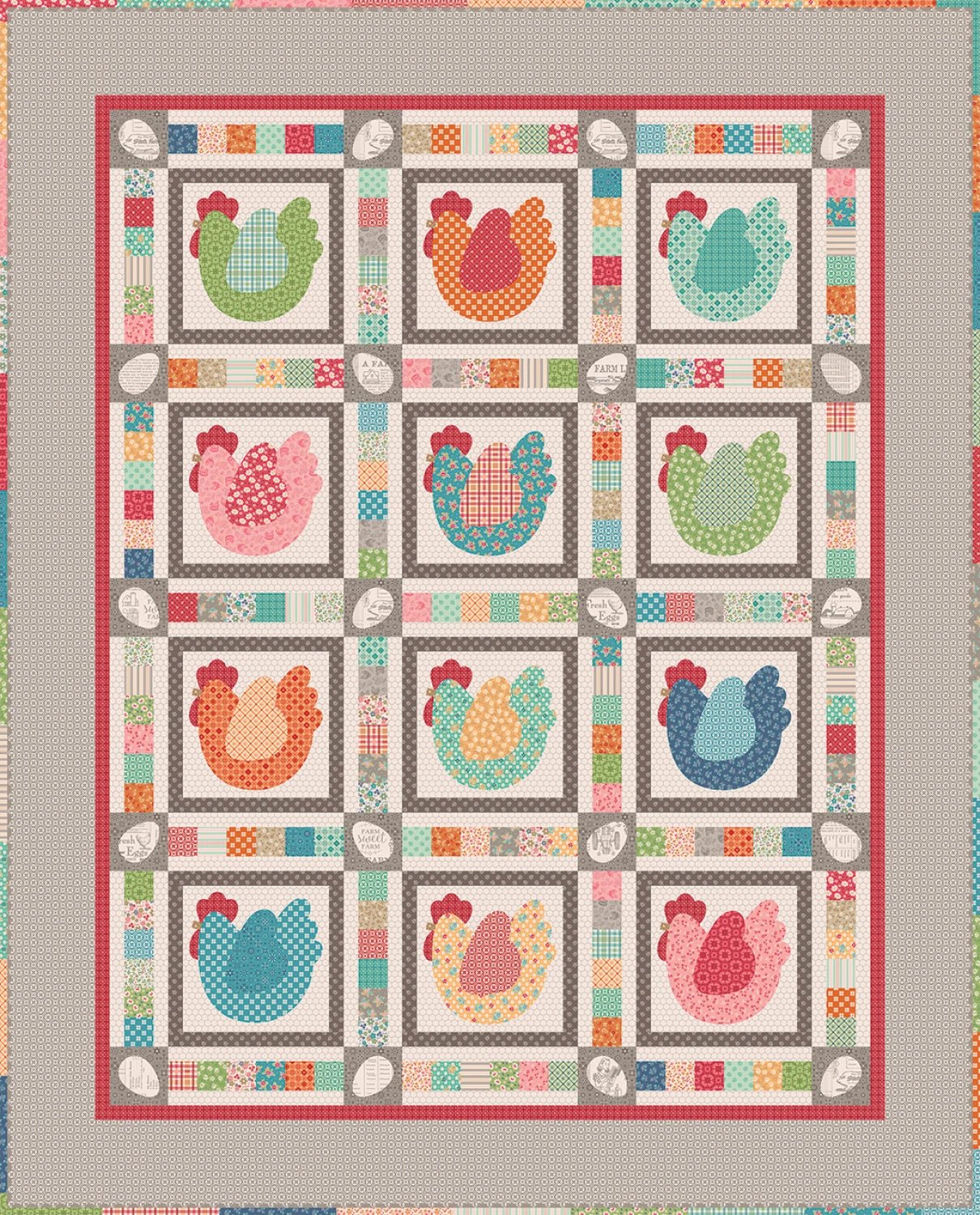 PRE - ORDER Farmer's Daughter by Lori Holt The Hen House Quilt Kit (KT - 17160) - Maple Leaf Quilting Company Ltd.
