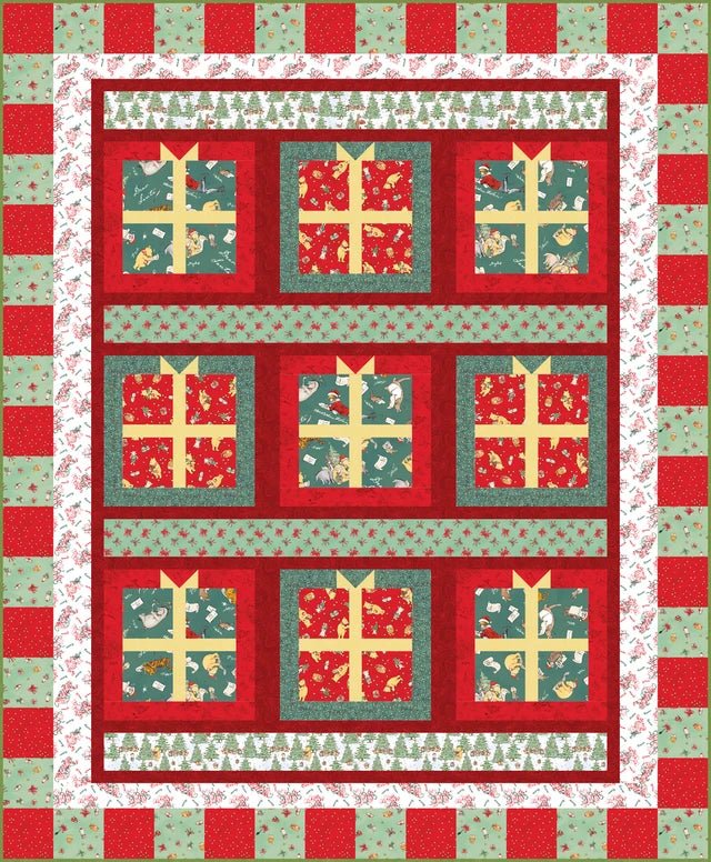 Presents from Pooh Quilt Kit (56"x 68") | Christmas At Pooh Corner Collection - Maple Leaf Quilting Company Ltd.