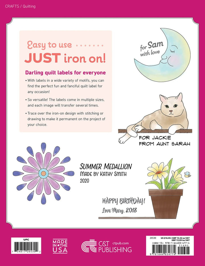 Pretty & Playful Iron - on Labels for Quilts & More (20530) - Maple Leaf Quilting Company Ltd.