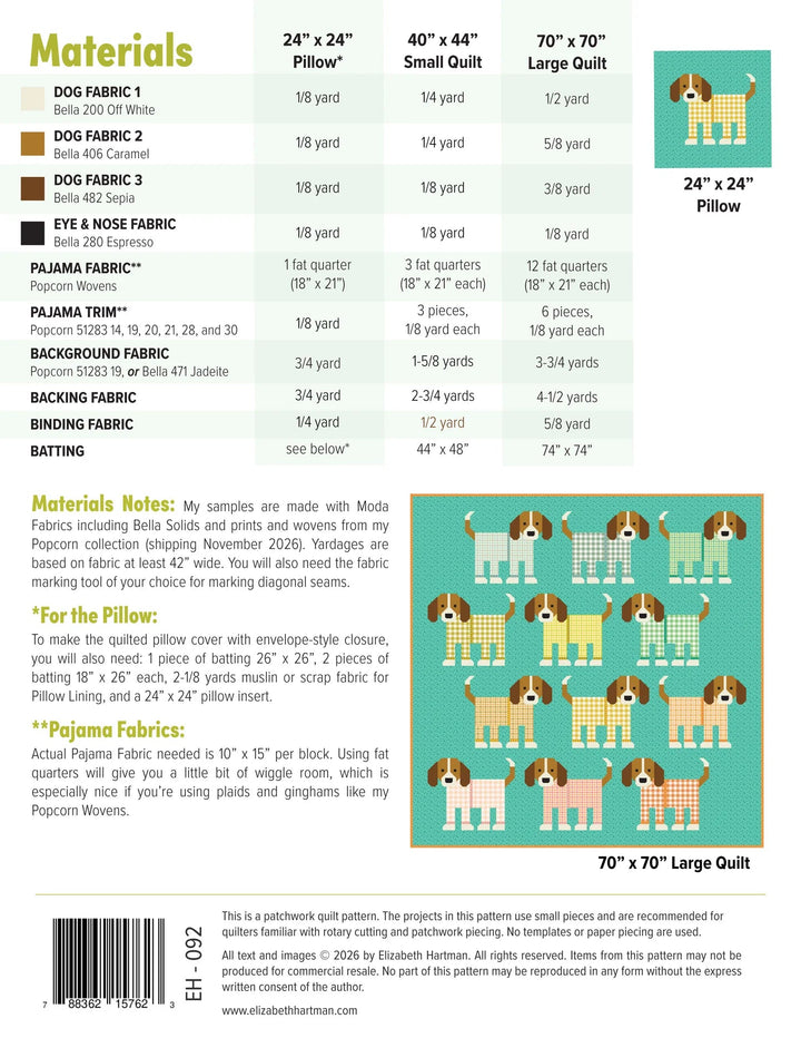 Pups in Pajamas Quilt Pattern (EH092) - Maple Leaf Quilting Company Ltd.
