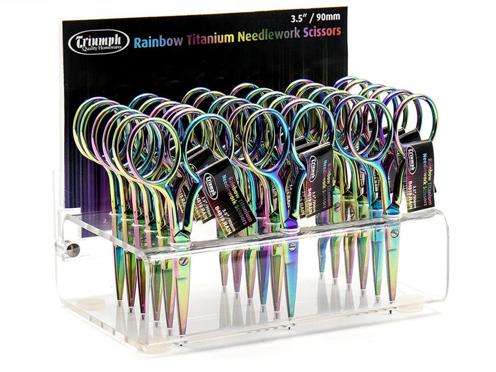 Rainbow Titanium Embroidery Scissors Display (B4819RAIN) - Maple Leaf Quilting Company Ltd.