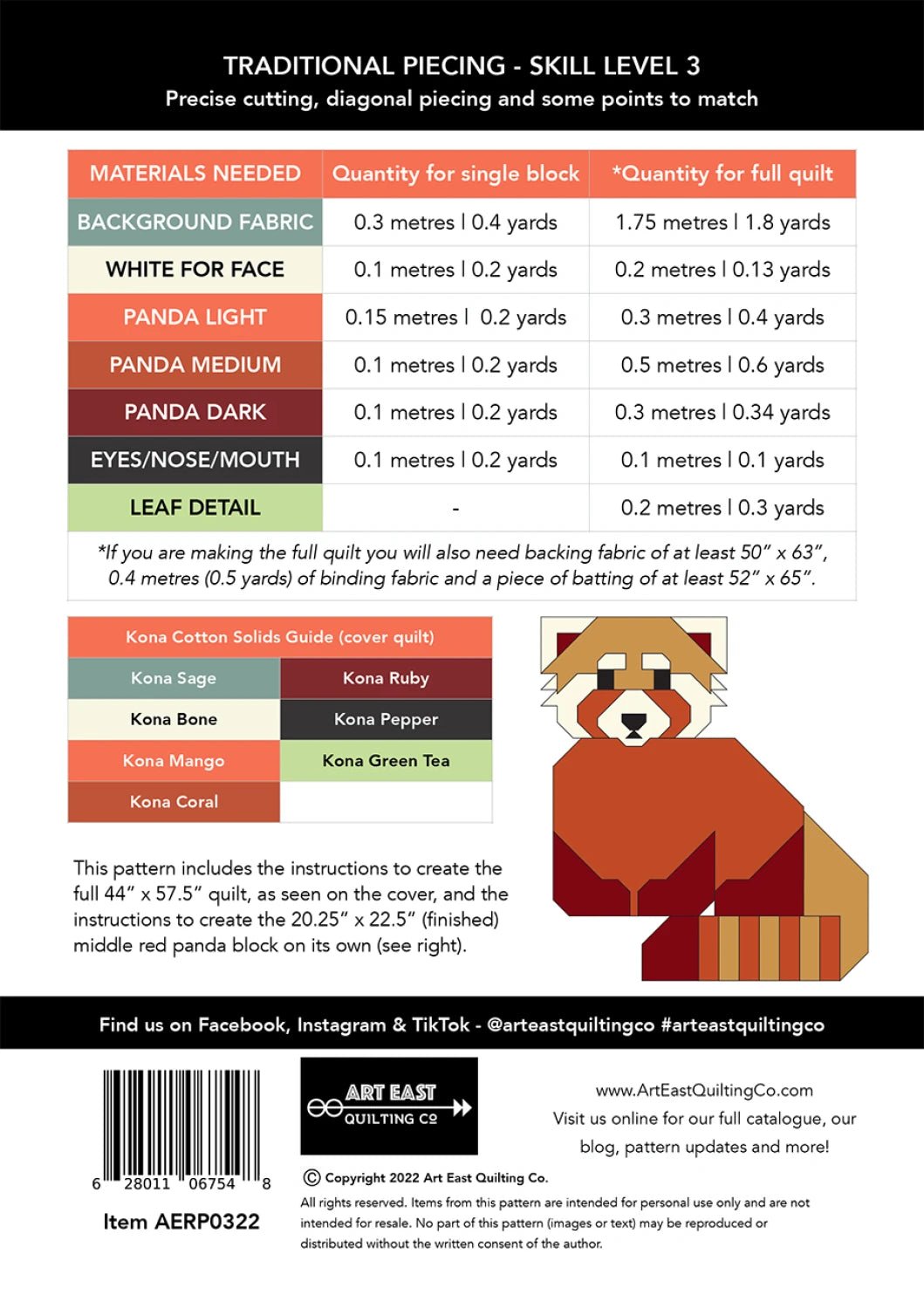 Red Pandas (AERP0322) - Maple Leaf Quilting Company Ltd.