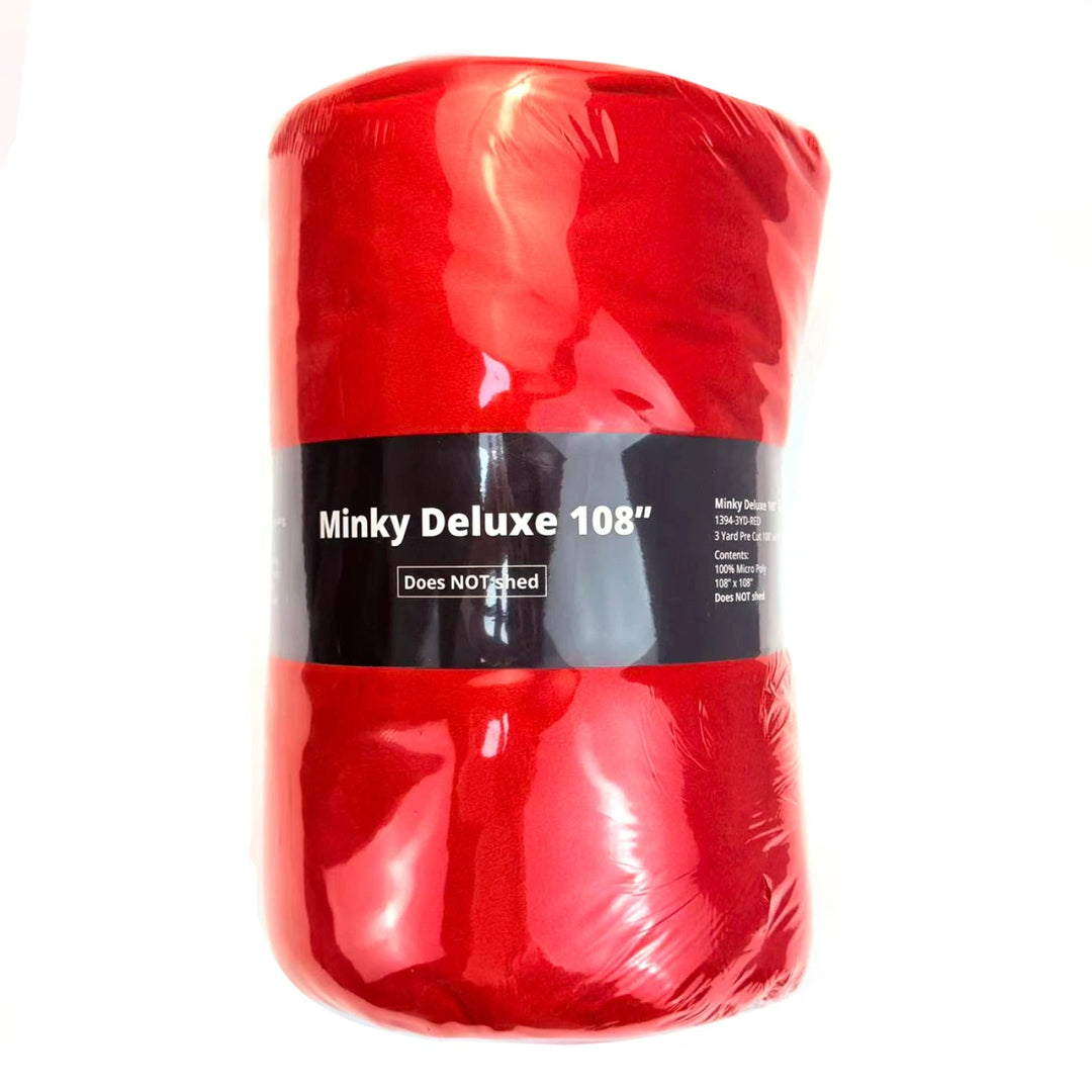 Red Solid Minky 108” Minky - 3 Yard Pre - Cut (1394 - 3YD - RED) - Maple Leaf Quilting Company Ltd.